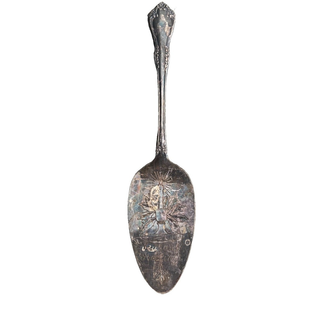 Oneida Seasons Greetings Christmas Pie Server 8.5" Silversmiths Silverplate